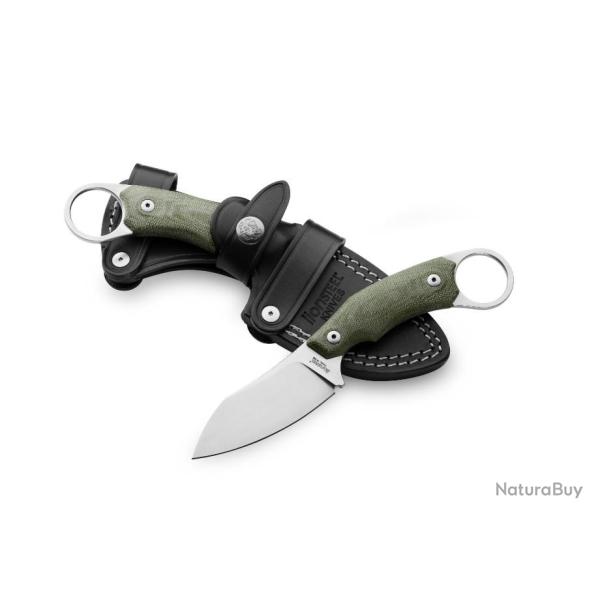 Couteau Karambit LionSteel H1 Lame Acier M390 Manche Green Micarta Etui Cuir Made Italy LSTH1CVG