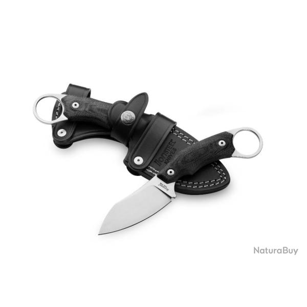 Couteau Karambit LionSteel H1 Lame Acier M390 Manche Black Micarta Etui Cuir Made Italy LSTH1GBK