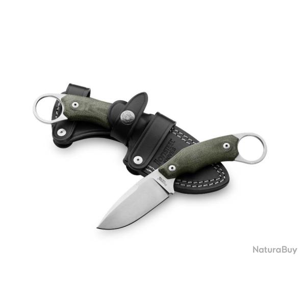 Couteau Karambit LionSteel H2 Lame Acier M390 Manche Green Micarta Etui Cuir Made Italy LSTH2CVG