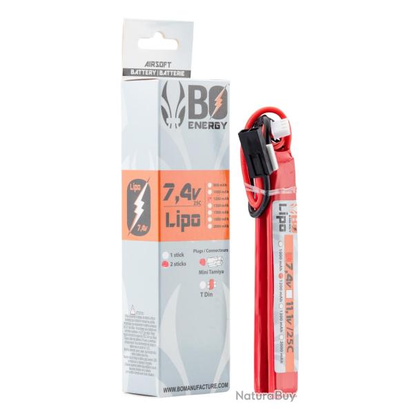 2 sticks batterie Lipo 2S 7.4V 1200mAh 25C T-DEAN