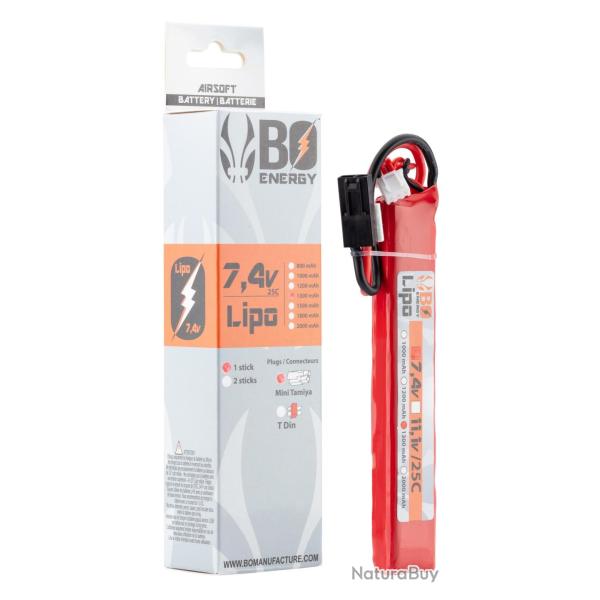 1 stick batterie Lipo 2S 7.4V 1300mAh 25C T-DEAN