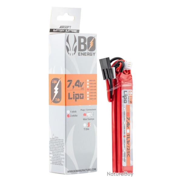 2 sticks batterie Lipo 2S 7.4V 1300mAh 25C T-DEAN