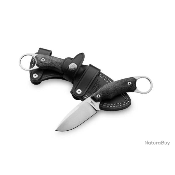 Couteau Karambit LionSteel H2 Lame Acier M390 Manche Black Micarta Etui Cuir Made Italy LSTH2GBK