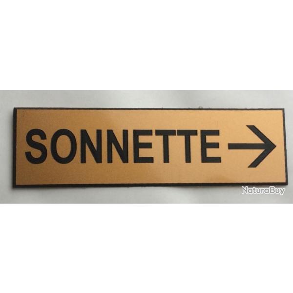 Plaque adh�sive SONNETTE + FLECHE � DROITE dor�e Format 29x100 mm