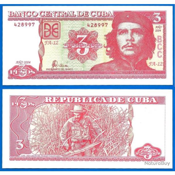 Cuba 3 Pesos 2004 Che Guevara Billet Abime