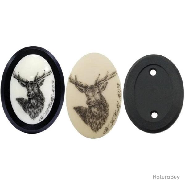 Calotte Europarm - 5,5 x 4,1 cm Sanglier / Ivoire - Cerf / Argent