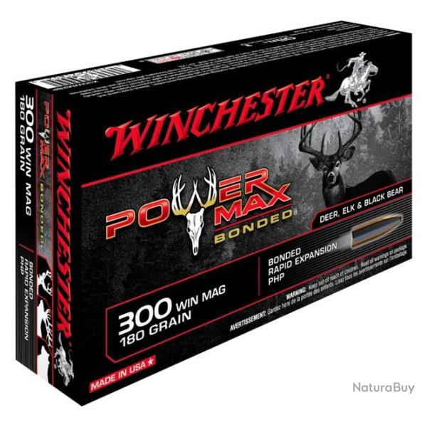 Munitions WINCHESTER calibre 300 Win Mag Power Max Bonded 180gr - 11.7g x20