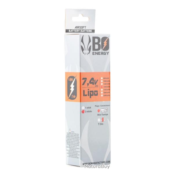 1 stick batterie Lipo 2S 7.4V 1000mAh 25C T-Dean
