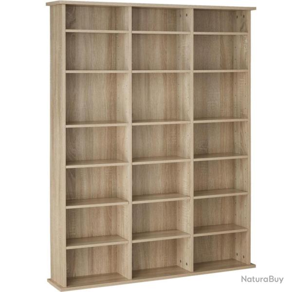 Armoire �tag�re biblioth�que rangement CD / DVD meuble de rangement 136,5 cm marron 08_0000232