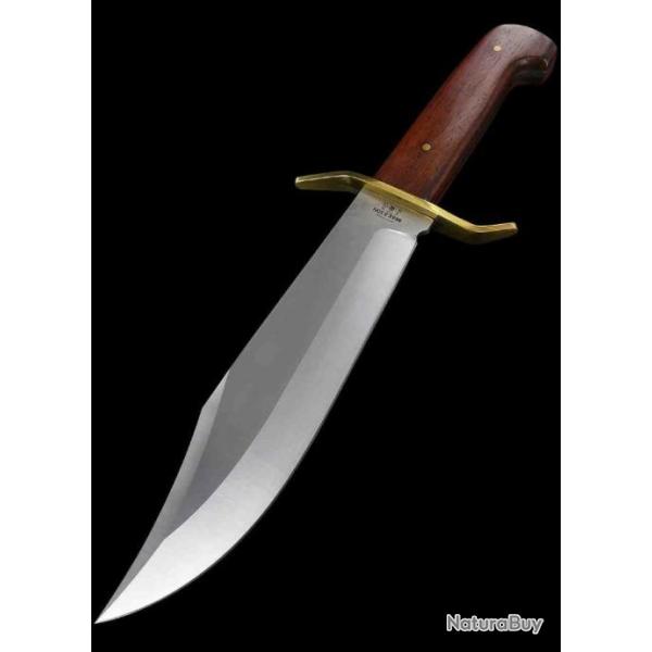 Couteau Bowie Bear & Son Cocobolo Gold Rush Lame Acier 12C27M Manche Bois Etui Cuir USA BCCB00