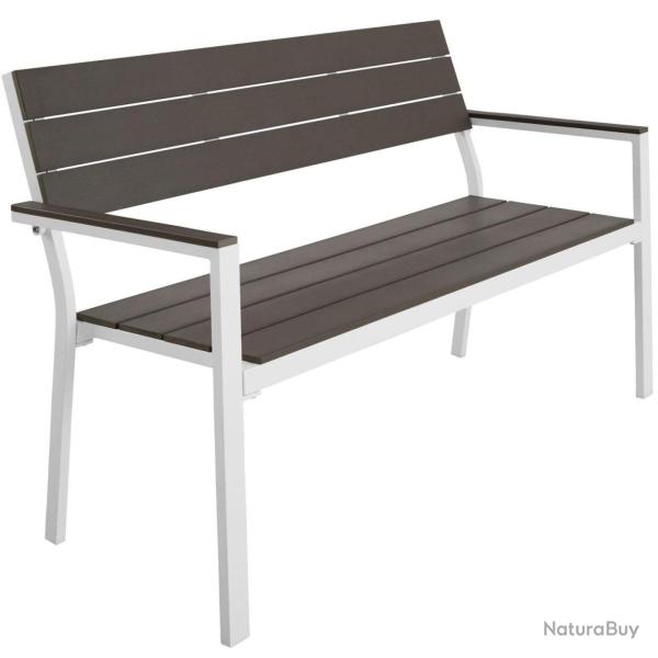 Banc de jardin pour 2 personnes utilisation en ext�rieur aluminium 129 cm gris blanc 08_0000249