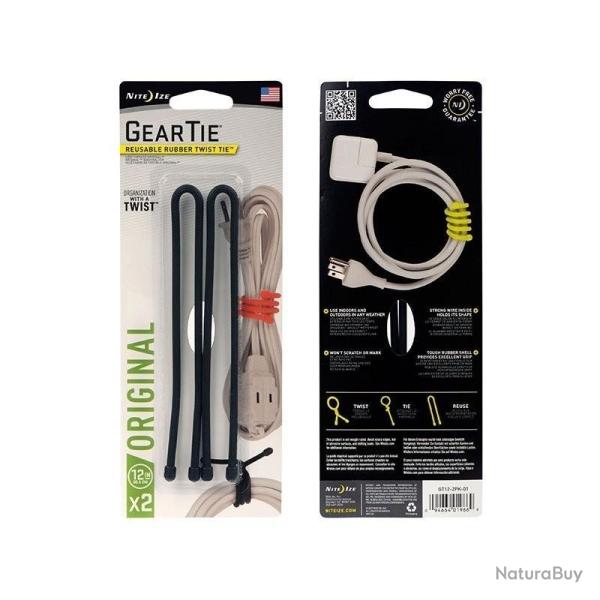 Nite Ize Gear Tie� Reusable Rubber Twist Tie(TM) 30cm Noir
