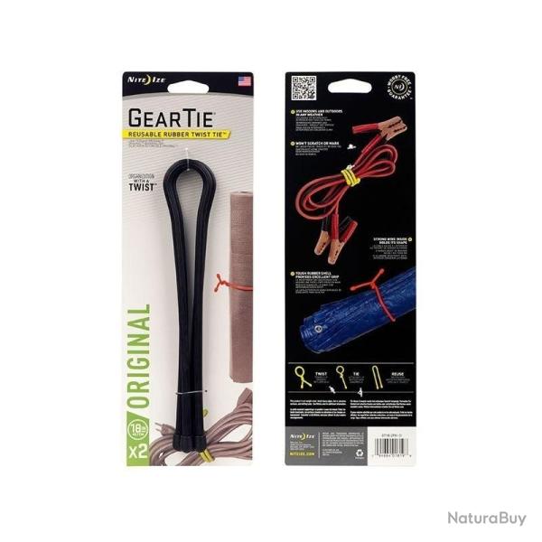Nite Ize Gear Tie� Reusable Rubber Twist Tie(TM) 45cm Noir