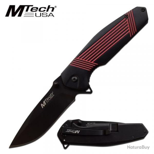 MTA1137BRD Couteau MTech Stripe Framelock A/O Lame Acier 3Cr13 Manche Aluminium Black Red