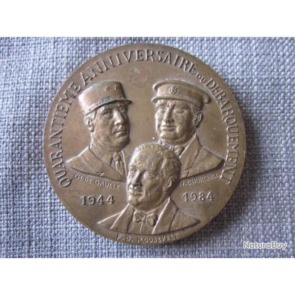 M�daille comm�morative 1944 1984 du d�barquement de Normandie graveur R Tschudin