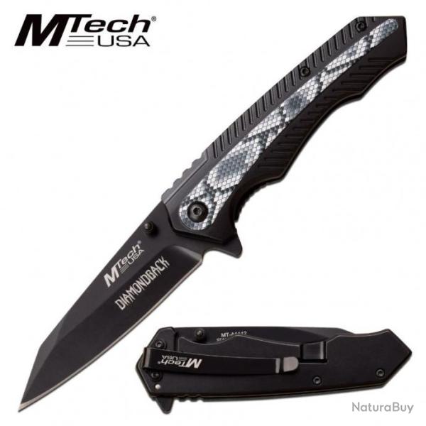 MTA1112GY Couteau MTech Snake Framelock A/O Lame Acier 3Cr13 Manche Aluminium Black