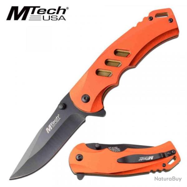 MTA1162RD Couteau MTech A/O Red Lame Acier 3Cr13 Manche Aluminium Linerlock Clip