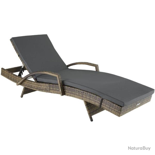 Bain de soleil chaise longue transat meuble jardin 5 positions marron 08_0000227