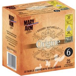 BTE 25 CART. PLOMB NICKEL&Eacute; MARY ARM ORIGINE CAL. 20 / 70 MM N&deg; 6 26G BOURRE NATURELLE
