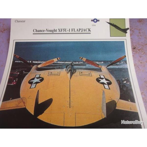 FICHE    AVIATION  TYPE CHASSEUR  / CHANCE - VOUGHT XF5U - 1   FLAPJACK  USA