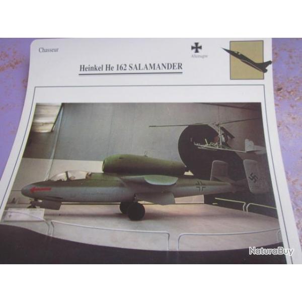 FICHE  AVIATION  TYPE CHASSEUR  /  HEINKEL  HE  162  SALAMANDER   /   ALLEMAGNE