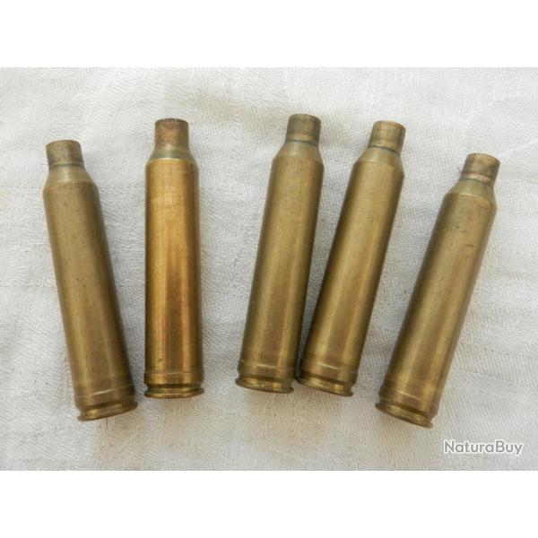 lot de 5 douilles �tuis vides pour rechargement  calibre 7mm Remington Mag