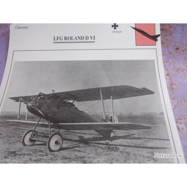FICHE  AVIATION  TYPE CHASSEUR  /  LFG ROLAND D   V I   ALLEMAGNE