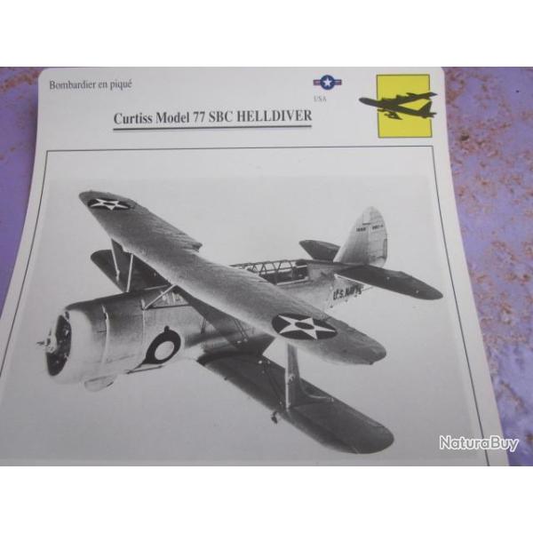 FICHE  AVIATION  TYPE  BOMBARDIER EN PIQUE   /  CURTISS  MODEL 77 SBC  HELLDIVER  USA