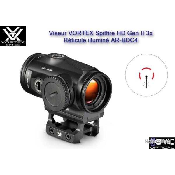 Viseur VORTEX Spitfire HD Gen II 3X - Prism Scope pour M4, AR15