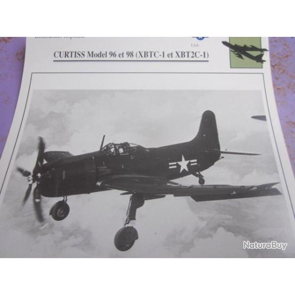 FICHE  AVIATION  TYPE BOMBARDIER  TORPILLEUR     /   CURTISS   USA