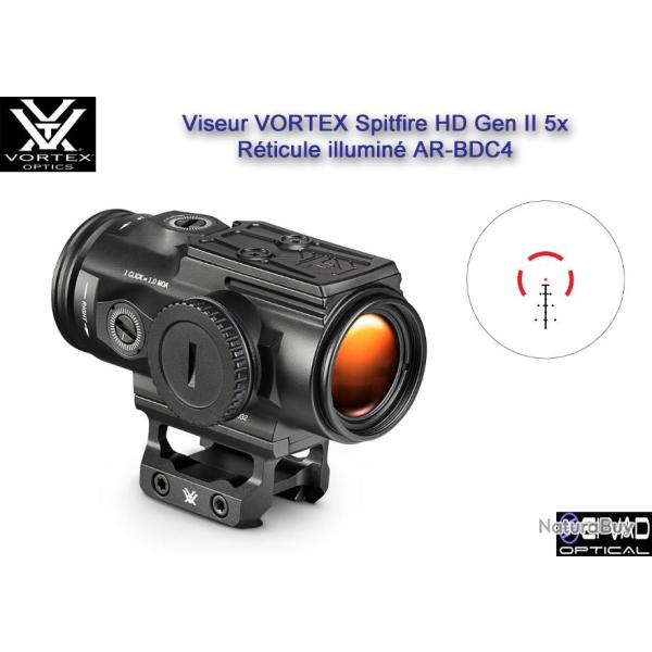 Viseur VORTEX Spitfire HD Gen II 5X - Prism Scope - Grossissement x5