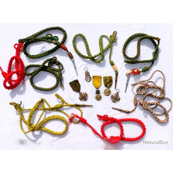 BEAU LOT 4 MEDAILLES + 8 FOURRAGERES : MEDAILLE MILITAIRE + TOE + EVADES + CROIX GUERRE 14-18 ...#.2