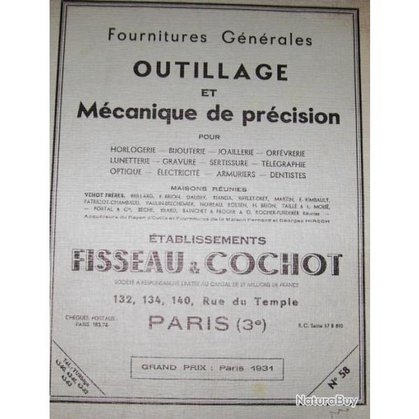 CATALOGUE N 58 DES ANNEES 1950 DE FOURNITURES GENERALES D'OUTILLAGE DES ETS FISSEAU & COCHOT