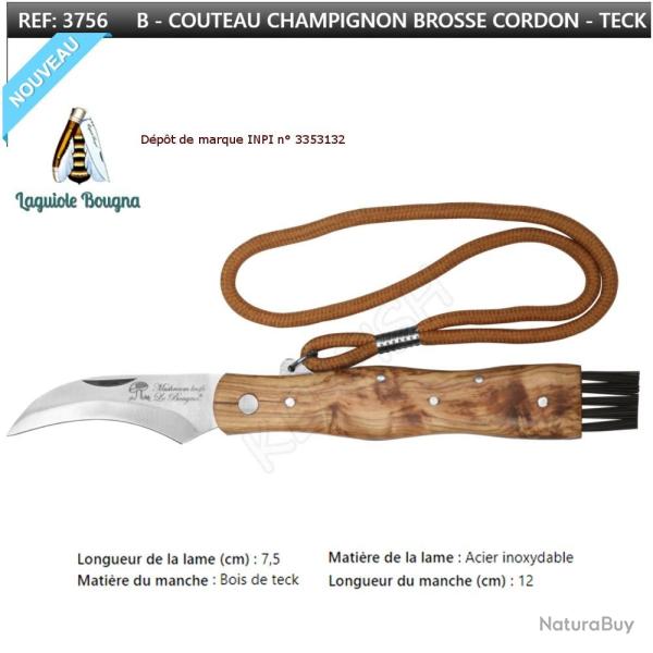 Couteau champignons N� 3756 brosse teck Laguiole BOUGNA