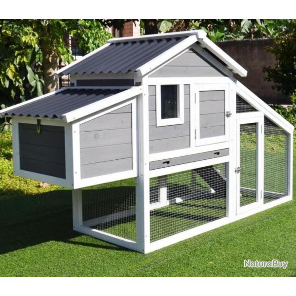 Poulailler XXL abri poule caille lapin abri rongeur coq poulailler en bois basse cour TOIT PVC SOLID