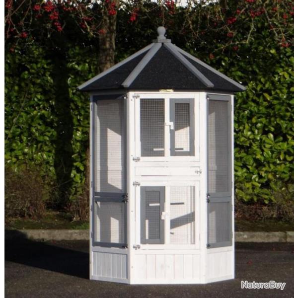 Voli�re Hirondelle + plateau pivotant + nichoir voliere de jardin blanche canari mandarin perruche