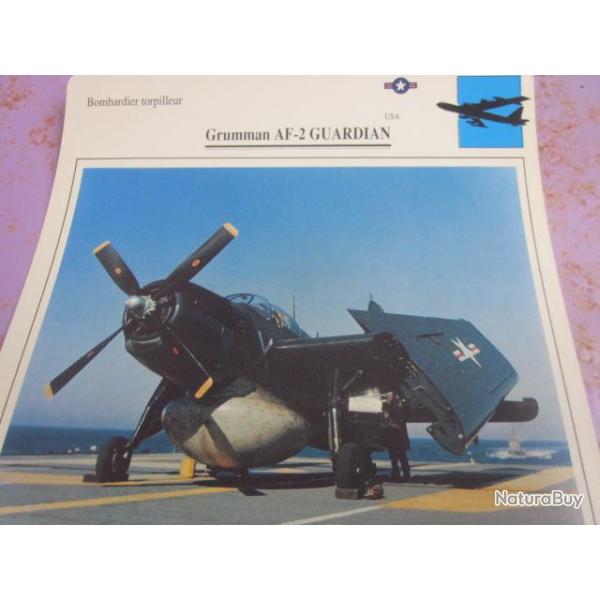 FICHE  AVIATION  TYPE BOMBARDIER  TORPILLEUR     /   GRUMMAN  AF 2  GUARDIAN  USA