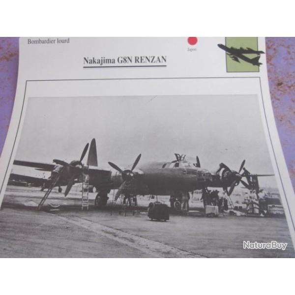 FICHE  AVIATION  TYPE BOMBARDIER  LOURD     /   NAKAJIMA G8N  RENZA   JAPON