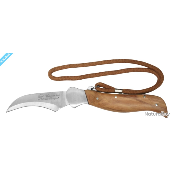 Couteau � champignon - Bois teck + �tui cuir
