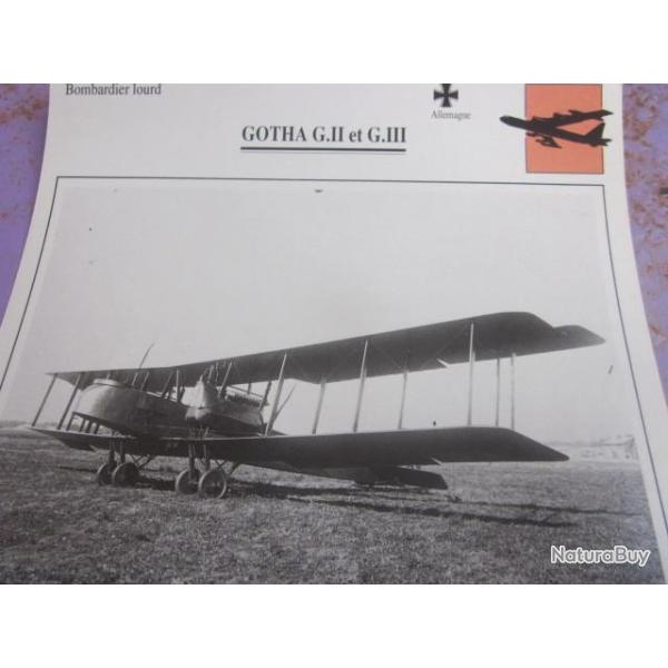 FICHE  AVIATION  TYPE BOMBARDIER  LOURD     /   GOTHA G II   & G III   ALLEMAGNE