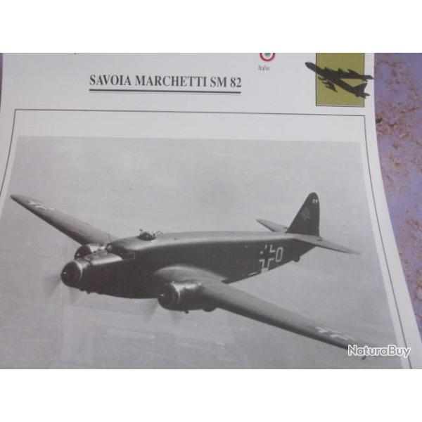 FICHE  AVIATION  TYPE BOMBARDIER  MOYEN  /   SAVOIA  MARCHETTI SM 82   ITALIE