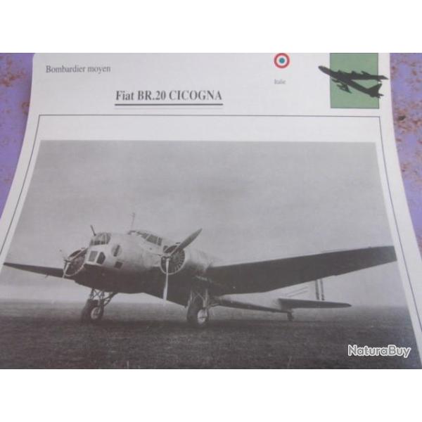 FICHE  AVIATION  TYPE BOMBARDIER  MOYEN  /   FIAT BR 20 CIGOGNA  ITALIE