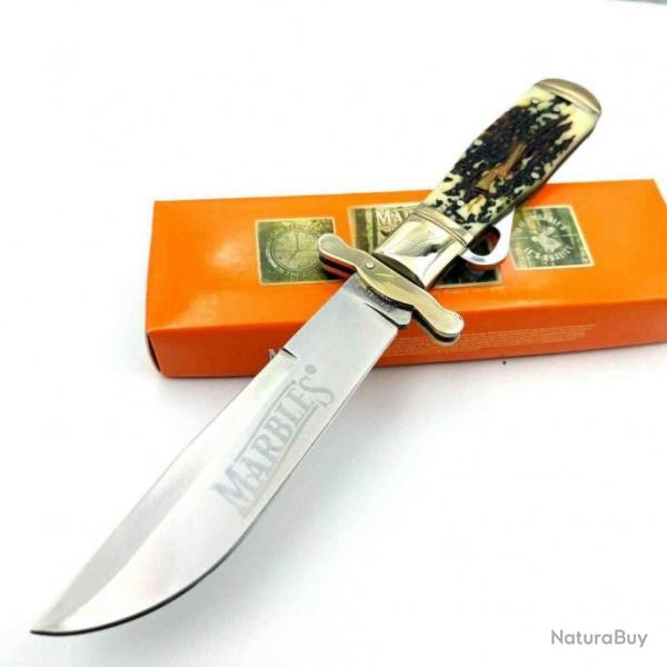 Couteau � la D'estaing Marbles Lame Acier 440 Manche Cerf� MR416