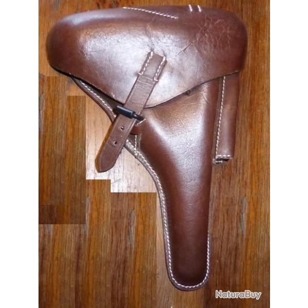 Etui Holster cuir rigide LUGER P08 MARINE P 08 marron brown WW1 NAVY MOYS 1918