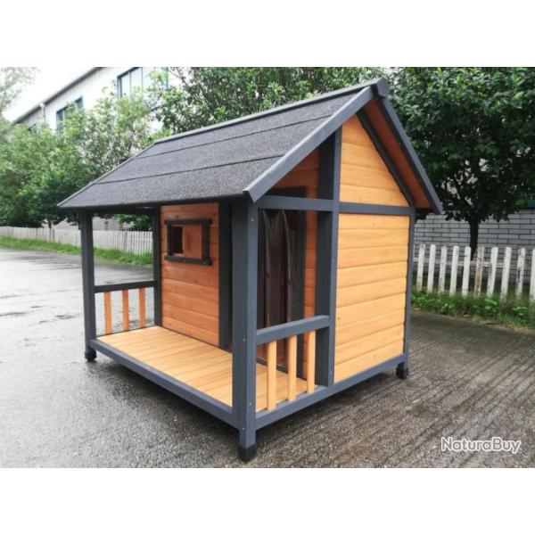 Niche XL chien niche avec terrasse niche XL  EN BOIS grande niche niche moderne cielterre-commerce