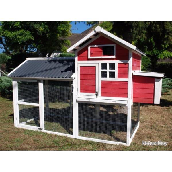 Poulailler XXL poulailler en bois abri poule cage poule coq poulailler TOIT PVC cielterre-commerce