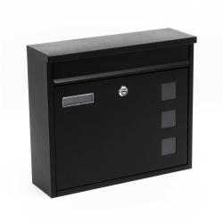 Boite postale boite aux lettres murale design rev&ecirc;tement par poudre 30 &times; 39,5 &times; 11 cm noir 16_00001