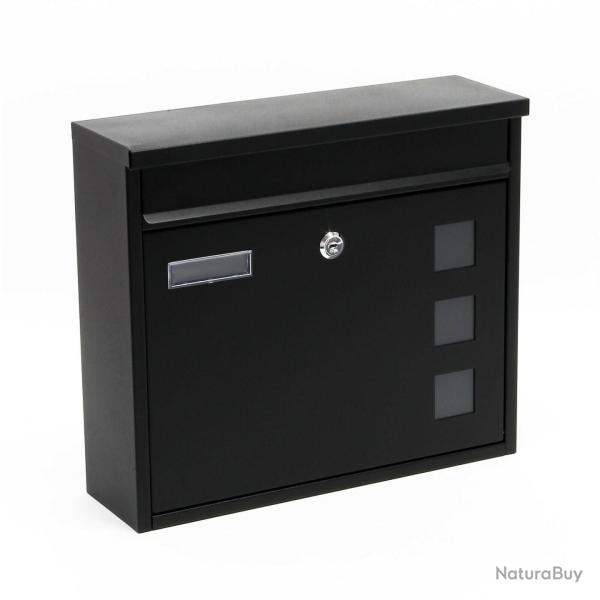 Boite postale boite aux lettres murale design rev�tement par poudre 30 � 39,5 � 11 cm noir 16_00001