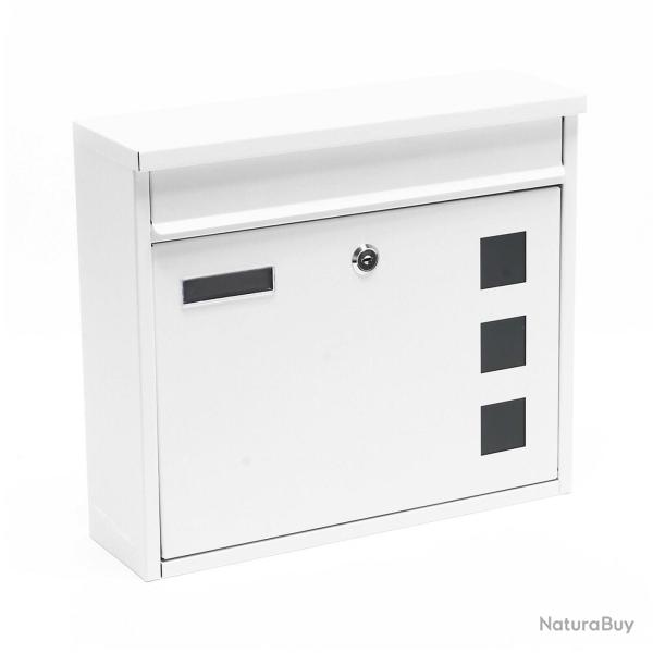 Boite postale boite aux lettres murale design avec cls 36 x 32 x 11,5 cm blanc 16_0000104