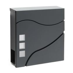 Boite aux lettres design porte journal rev&ecirc;tement poudre fixation murale gris 16_0000101